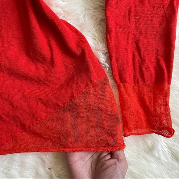 Lafayette 148 New York Cardigan Button Up Front Italian Yarn Red Orange -Medium - Picture 5 of 10